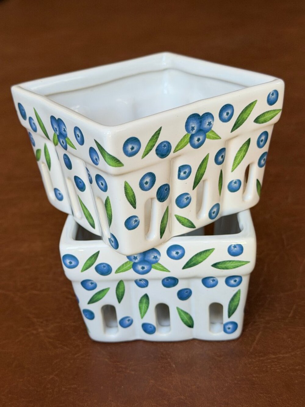Ceramic Berry Baskets Blueberry Fruit Set of 2